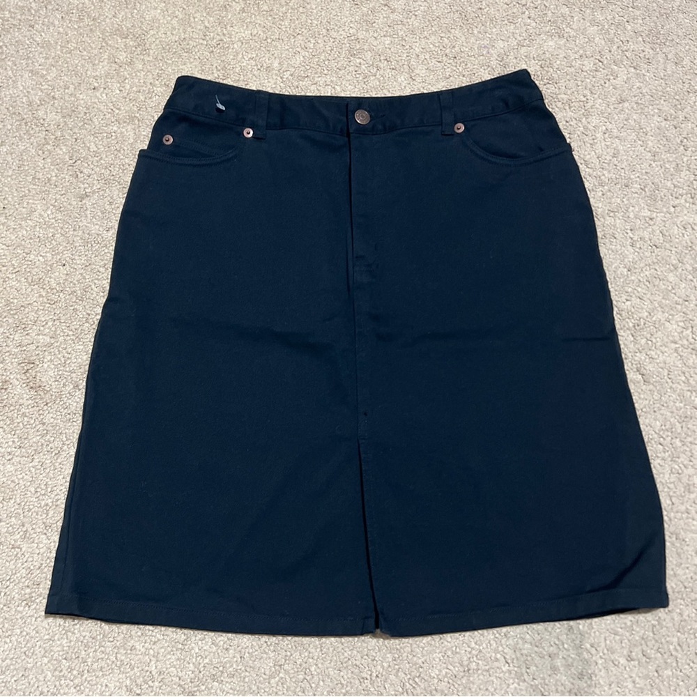 The Limited Stretch Black Pencil Knee Length Skirt Sz 12 Made In Hong Kong